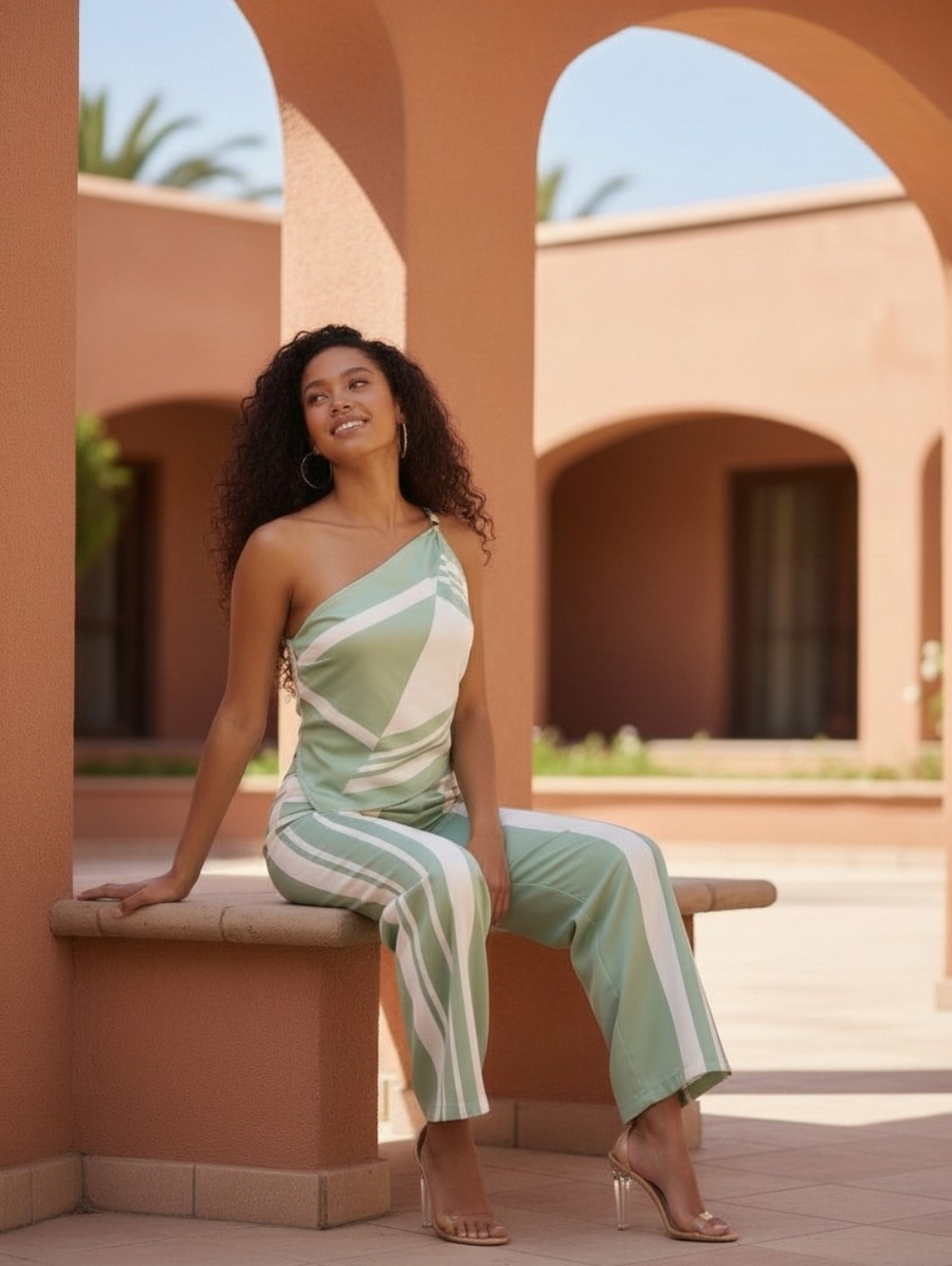 Jordan One-Shoulder Two-piece Set-Sage
